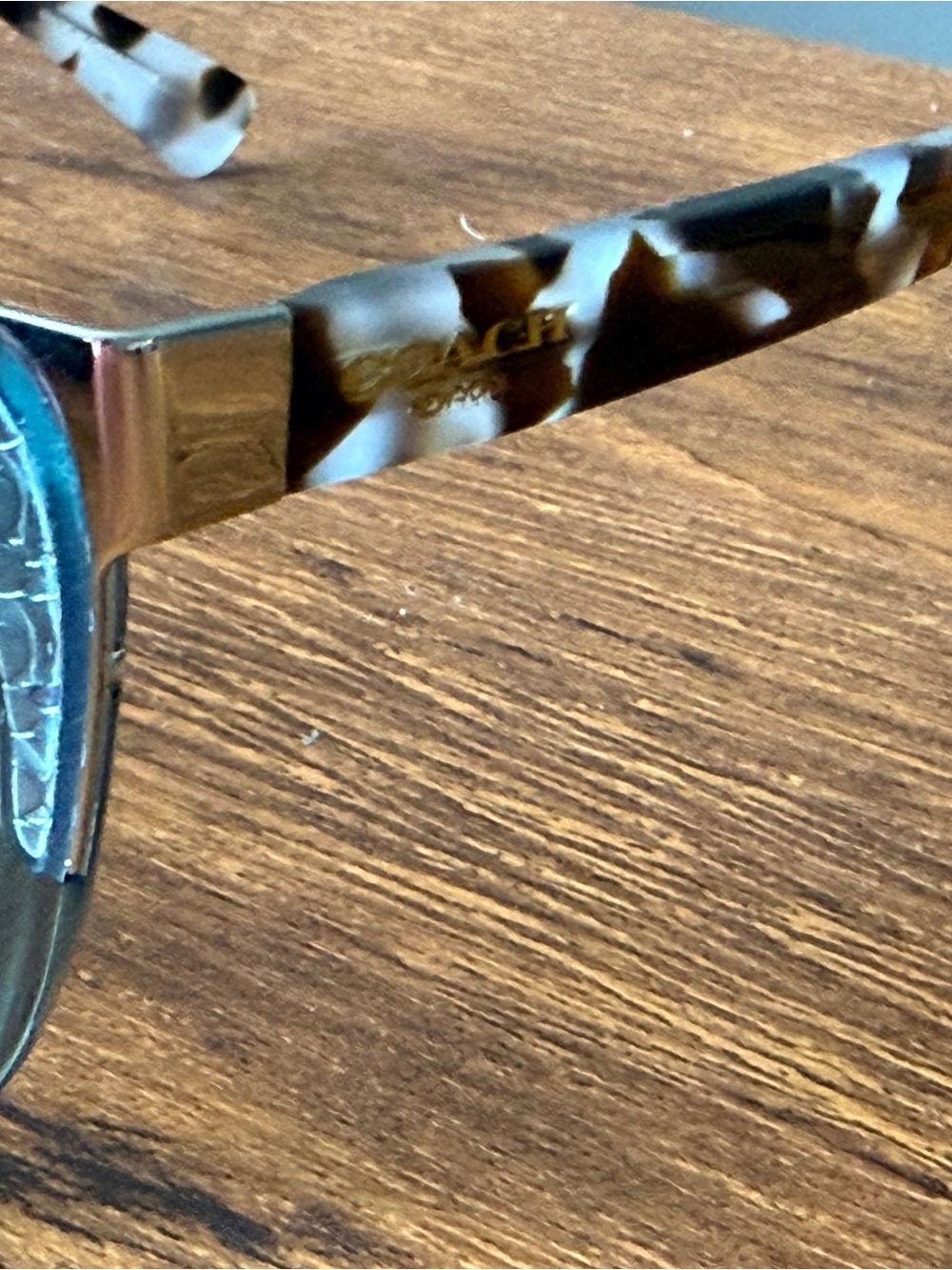 COACH Teal Cat-Eye Sunglasses with Tortoise Arms - Picture 8 of 9